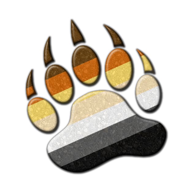 Gay Bear Pride Flag Colored Paw Symbol by LiveLoudGraphics