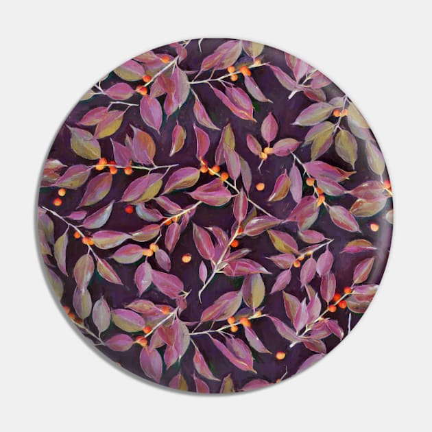 Leaves + Berries in Olive, Plum & Burnt Orange Pin by micklyn