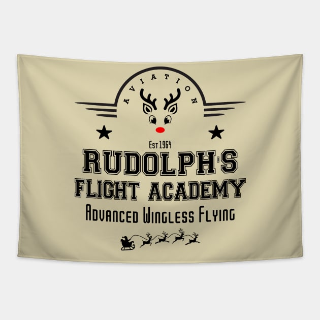 Aviation. Rudolph's Flight Academy, Advanced Wingless Flying.  EST. 1964 Tapestry by Blended Designs