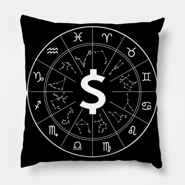 Money Astrology - Funny Cryptocurrency Millionaire Trader Pillow by YouareweirdIlikeyou