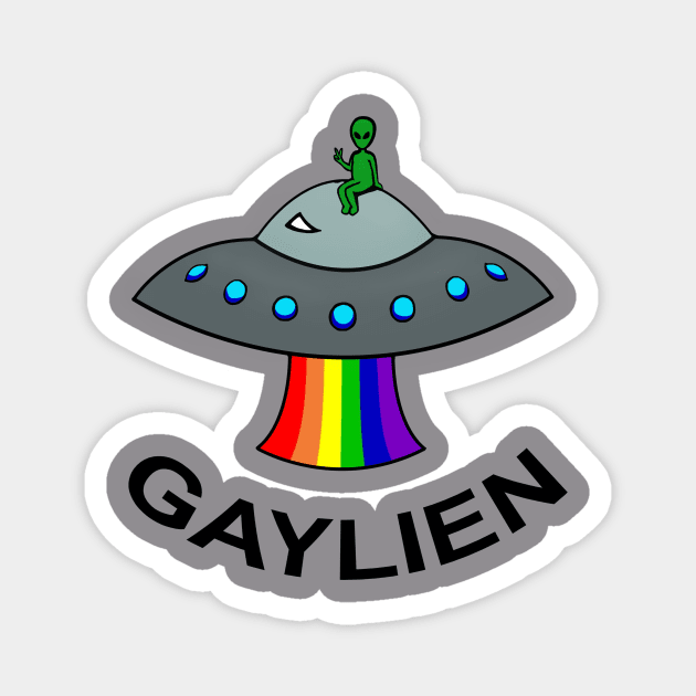 Rainbow Gaylien Pride Alien Magnet by MythicalPride