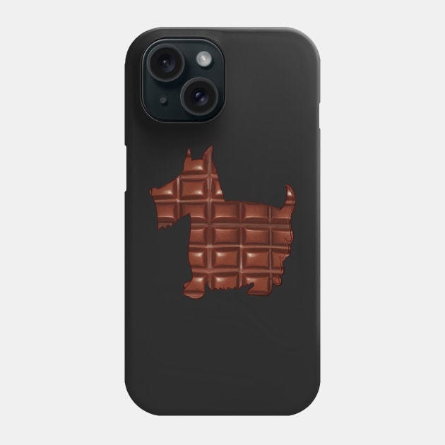 Chocolate Scottish terrier dog cute shaggy puppy doggy silhouette Phone Case by Artonmytee