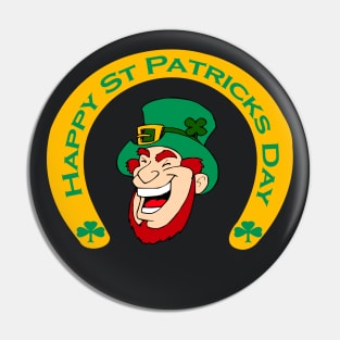 St Patrick's Day Leprechaun in horseshoe Pin