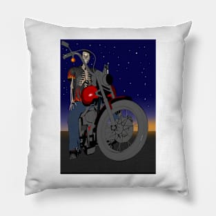 Skeleton Biker Pillow