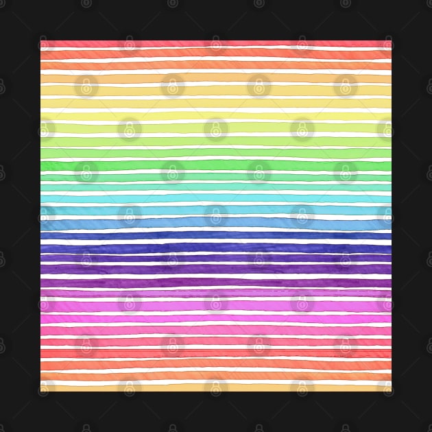 Watercolor Rainbow Stripes 2 by funhousejen