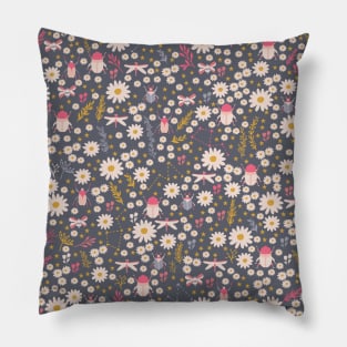 Cute Bugs and Flowers Pattern Pillow