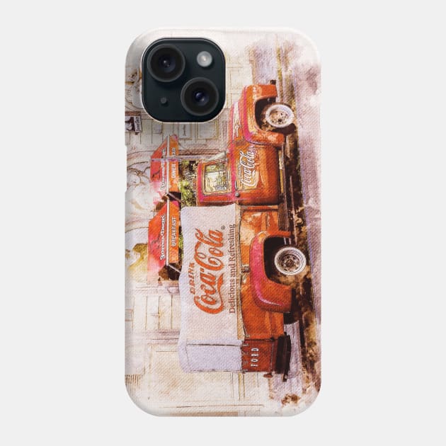 Vintage Coca Cola truck Phone Case by Montanescu