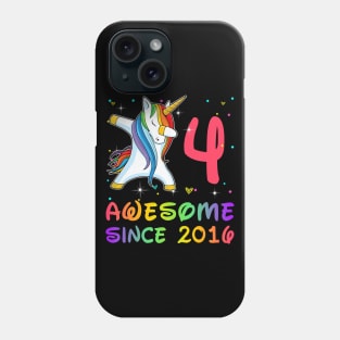 Awesome Since 2016 Birthday Unicorn Dabbing Gift 4 Years Old Phone Case