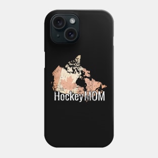 Hockey Mom in white with Canadian flag in sepia Phone Case