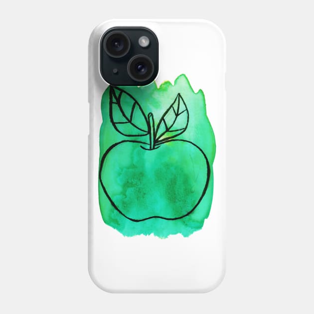 Green Watercolor Apple Phone Case by saradaboru