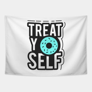 Treat YOself Donut text art Tapestry