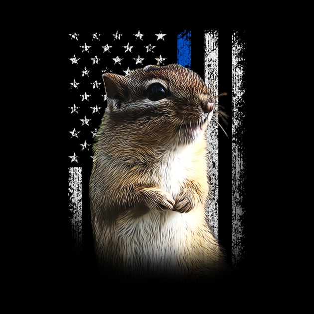 Chipper Chipmunks American Flag Tee Triumph for Wildlife Enthusiasts by Kevin Jones Art