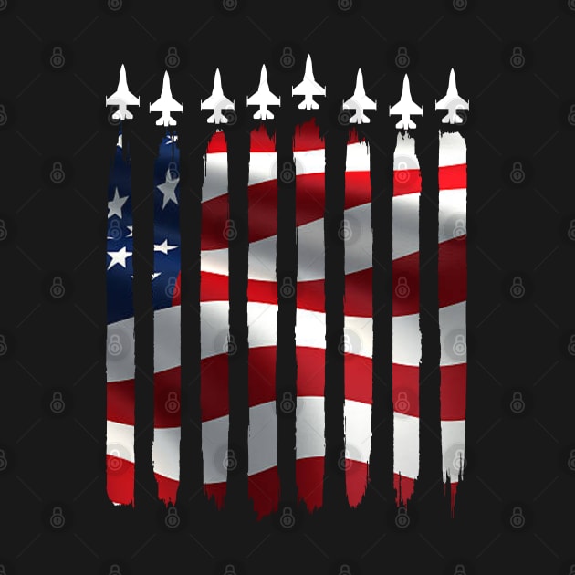 Fighter Jet Airplane USA Flag 4th Of July Patriotic by masterpiecesai