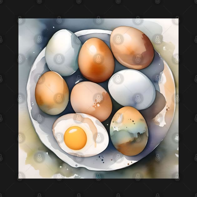 National Egg Month January - Watercolors by Oldetimemercan