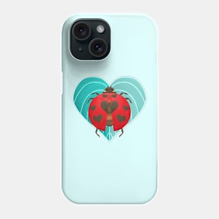 Ladybug with Heart pattern on Wing Phone Case