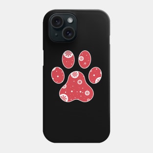 Paw print with snowflakes Phone Case