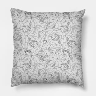 Black and White Rose Design Pillow