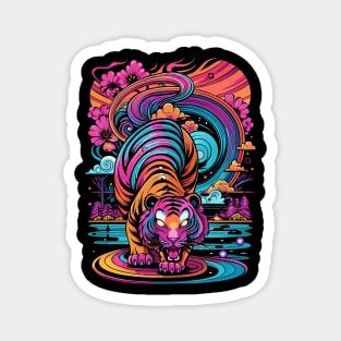 Japanese Tiger Art Modern Vaporwave Ukiyo e Magnet