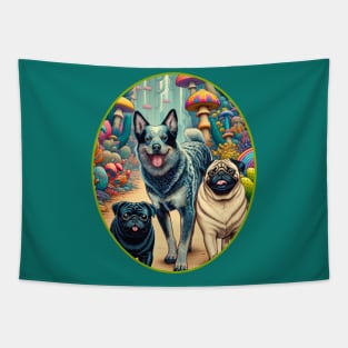 Heeler and Pugs Tapestry