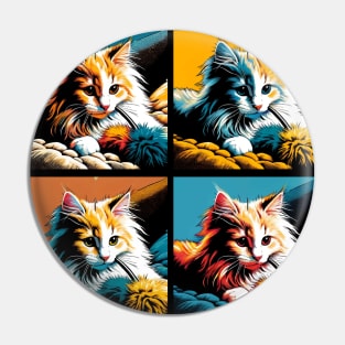 Domestic Long Hair Pop Art - Cute Kitties Pin