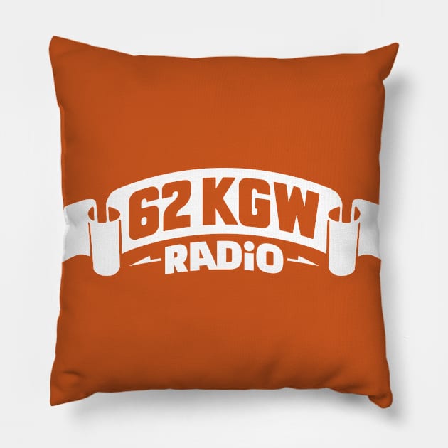 1975 - 62 KGW Radio (White on Orange) Pillow by jepegdesign