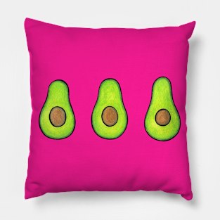 Avocado Energies - fun vegan design - on hot pink Pillow