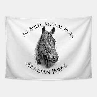 Horsehead Illustration with Text Tapestry