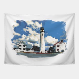 Fenwick Island Lighthouse Watercolor Street View Tapestry