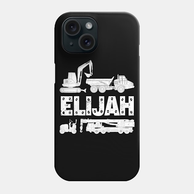 Kids Personalized Kids Name Construction Excavator Elijah Phone Case by jrgenbode