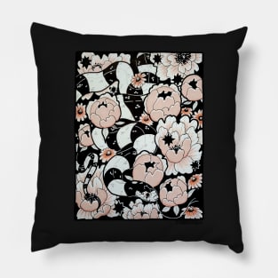 California Kingsnake with Peonies and Black-Eyed Susan Flowers Pillow