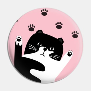 black and white cat Pin