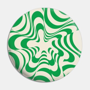 Abstract Groovy Retro Liquid Swirl in Green Pattern Pin