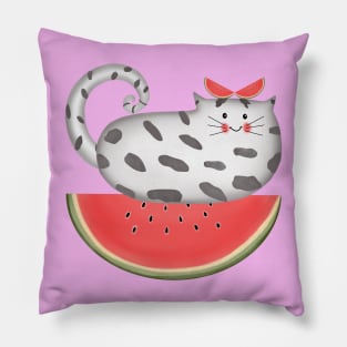 Cute little cat on watermelon Pillow
