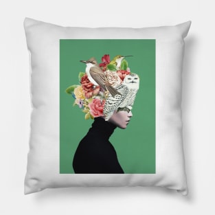 Lady with Birds(portrait) 2 Pillow