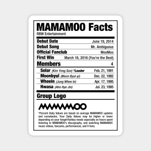 MAMAMOO Nutritional Facts Magnet