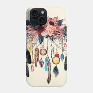 Time Flies Floral Feathered Crystal Spirit Gazer Phone Case