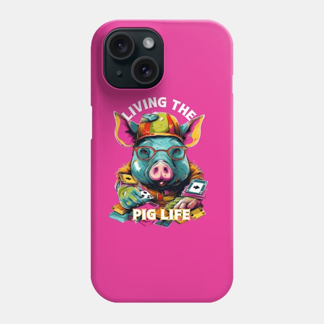 Living the Pig Life, Pig t-shirts, t-shirts with Pigs, Unisex t-shirts, Pig lovers, animal t-shirts, gift ideas, Pig tees, Gift ideas, Pigs Phone Case by Clinsh Online 