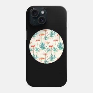 Flowering Succulent Pattern in Cream, Coral and Green Phone Case