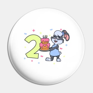 I am 2 with bunny - girl birthday 2 years old Pin