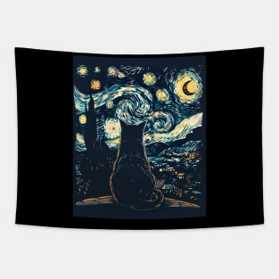 Cat Starry Night Celestial Journeys Tapestry