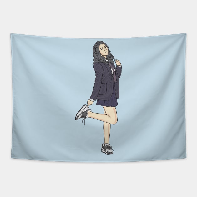 School Girl Korean Tapestry by crissbahari