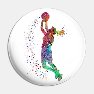 Girl Basketball Painting Watercolor Art Print Sports Gifts Pin