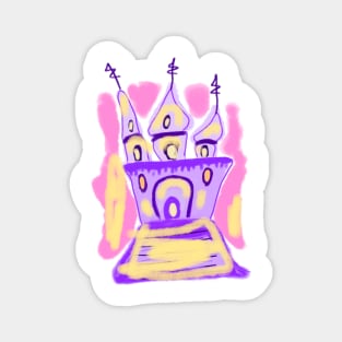 Purple pink yellow watercolor fantasy house Magnet