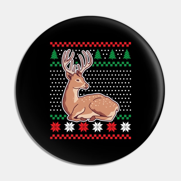 Ugly Christmas Sweaters Deer Pin by JS Arts