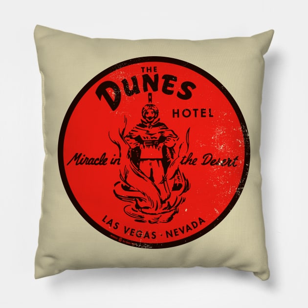 Vintage Retro the Dunes Casino Resort Las Vegas Pillow by StudioPM71