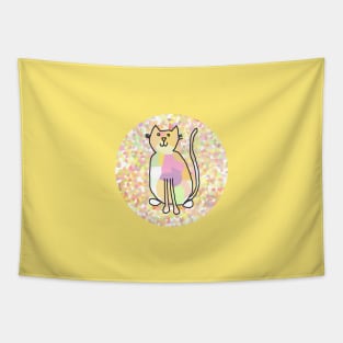 Small Cat on Pale Yellow Tapestry