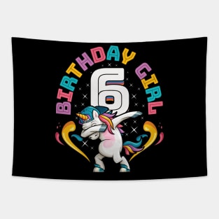 Dabbing Unicorn Birthday Girl 6 Years Old Tapestry