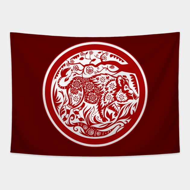 Chinese Zodiac - Pig Tapestry by Peppermint Narwhal
