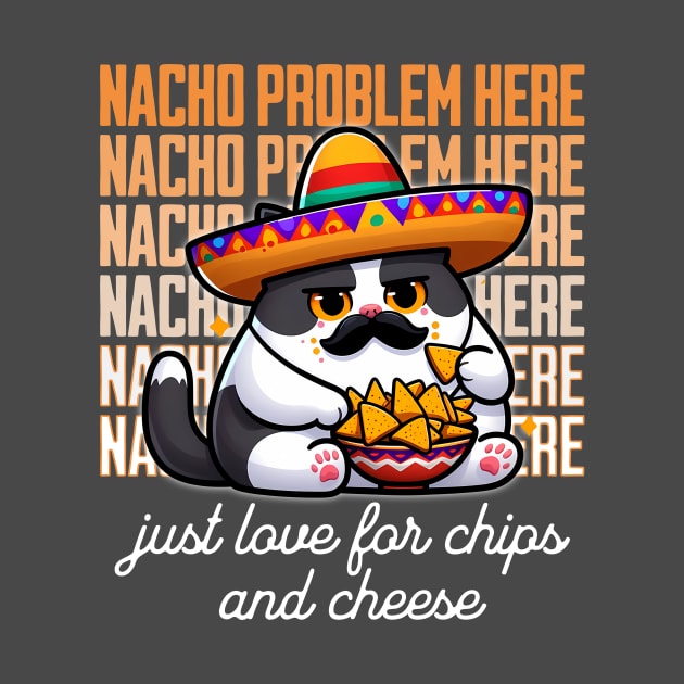 Nacho Problem Here! Funny Mexican Cat Loves Nachos by Critter Chaos