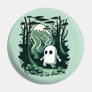 Woodsy Ghost Wandering Through the Forest Pin